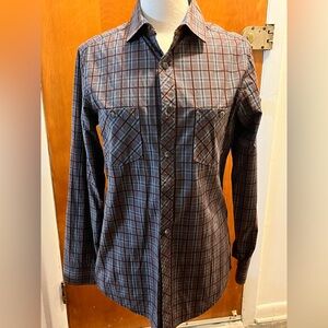 Black Brown 1826 Men's Brown Plaid Button Down long sleeve Shirt. Size S